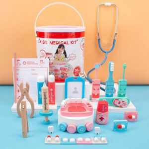 Bộ đồ chơi bác sĩ bằng gỗ cao cấp toystore FUDAER set hộp bác sĩ có tai nghe bác sĩ thật cho bé