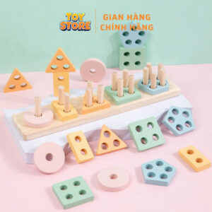 Bộ đồ chơi xỏ hình bằng gỗ luyện tư duy cho bé toystore FUDAER