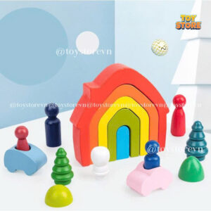 Bộ đồ chơi xếp hình cầu vồng bằng gỗ cho bé toystore FUDAER