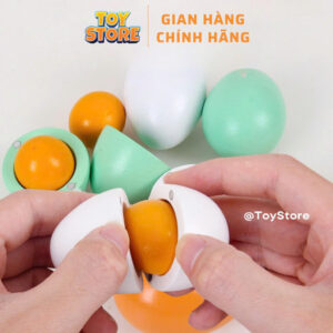 Đồ chơi cắt trứng gỗ cao cấp toystore, có thể đựng trứng thật FUDAER