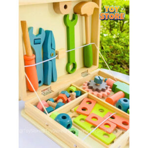 Bộ đồ chơi vali dụng cụ cơ khí gỗ nhiều màu sắc toystore FUDAER bộ dụng cụ sửa chữa cho bé