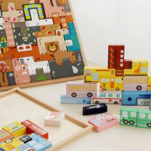 Bộ đồ chơi ghép tranh động vật và xe cộ bằng gỗ toystore FUDAER