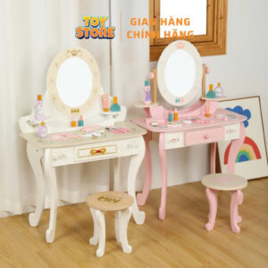 Bàn trang điểm bằng gỗ cho bé, màu sắc sang chảnh cao 90cm toystore FUDAER