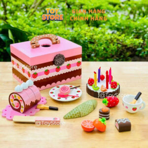 Bộ đồ chơi gỗ tiệc trà, bánh sinh nhật cho bé Mother garden FUDAER quà tặng sinh nhật cao cấp cho bé