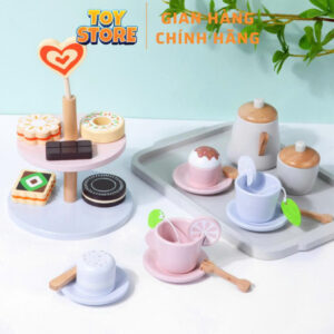 Bộ đồ chơi tiệc trà tháp bánh bằng gỗ cao toystore FUDAER set tiệc trà bánh cho bé