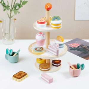 Bộ đồ chơi tháp bánh kabi bằng gỗ cao cấp cho bé toystore FUDAER tiệc trà bánh cho bé bằng gỗ cao cấp
