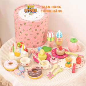 Bộ đồ chơi tiệc trà bánh sinh nhật cao cấp bằng gỗ toystore FUDAER