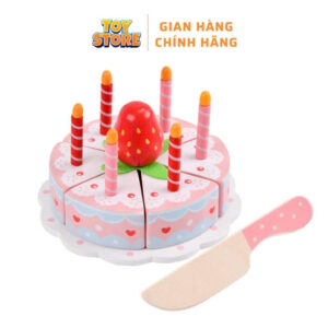 Bộ đồ chơi gỗ bánh sinh nhật dâu nhỏ cho bé toystore FUDAER quà tặng sinh nhật cho bé