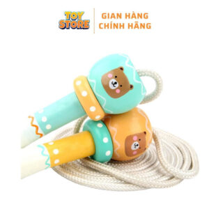 Bộ đồ chơi vận động cho bé, nhảy dây có tay cầm bằng gỗ cao cấp sắc nét an toàn FUDAER