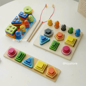 Bộ đồ chơi montessori dạng hình khối bằng gỗ cho bé toystore FUDAER