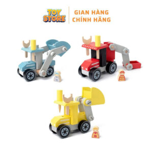 Bộ đồ chơi lắp ghép ô tô cỡ lớn toystore FUDAER đồ chơi lắp ráp cần cẩu máy xúc bằng gỗ an toàn cho bé