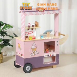 Xe đẩy bán kem toystore FUDAER bằng gỗ quầy kem cho bé