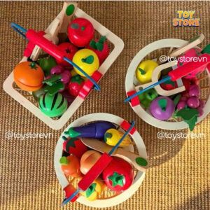 Bộ đồ chơi giỏ cắt hoa quả, rau củ gỗ toystore FUDAER