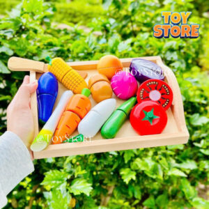 Bộ đồ chơi khay cắt hoa quả, rau củ gỗ toystore FUDAER