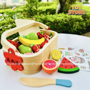 Bộ đồ chơi hộp xách tay cắt hoa quả, rau củ gỗ có nam châm toystore FUDAER
