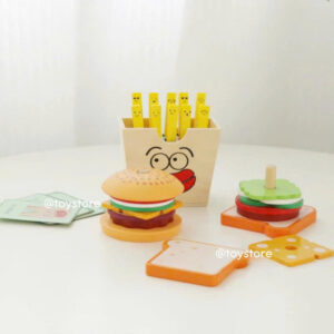 Bộ đồ chơi hamburger, khoai tây chiên kèm thẻ order bằng gỗ cho bé toystore FUDAER