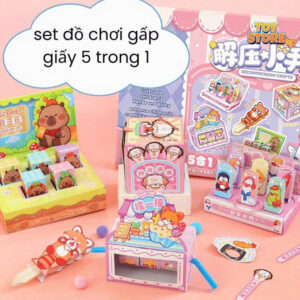 Đồ chơi gấp giấy 5 trong 1 gồm đập chuột, ném vòng, vòng quay, xúc xắc, kẹp que cho bé toystore FUDAER