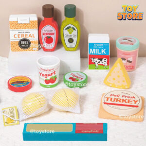 Bộ đồ chơi lọ gia vị, sữa tắm, bình sữa bằng gỗ cao cấp cho bé toystore FUDAER