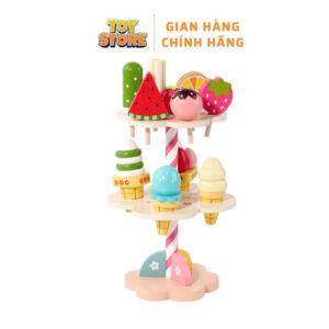 Bộ đồ chơi nấu ăn cột kem bằng gỗ toystore FUDAER họa tiết hồng đáng yêu cho bé