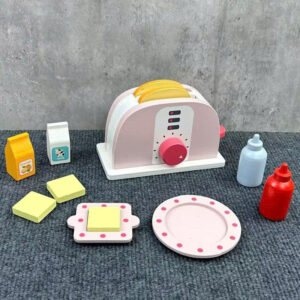 Bộ đồ chơi nấu ăn gỗ hoạ tiết hồng nhạt toystore FUDAER set máy làm bánh, cà phê, sinh tố cho bé