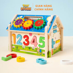 Bộ đồ chơi ngôi nhà bận rộn busy house 6 kỹ năng bằng gỗ cho bé FUDAER