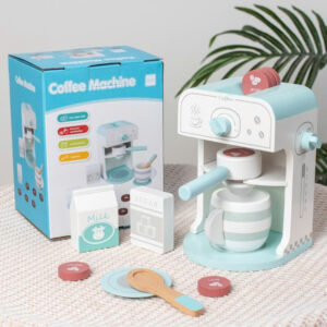 Bộ đồ chơi máy cà phê họa tiết xanh pastel bằng gỗ cao cấp cho bé ToyStore FUDAER